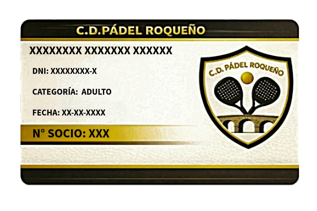 Carné de socio del C.D. Pádel Roqueño